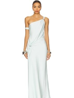 MISHA COLLECTION One-Shoulder Mint Green Gown